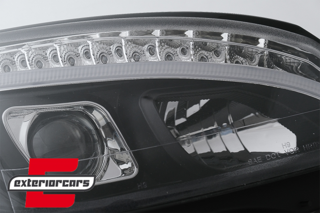 Prednja svjetla LED DRL SEQ žmigavci W205 look (crna) / Mercedes C klasa W204 S204 limuzina karavan (2007-2010) - Slika 3