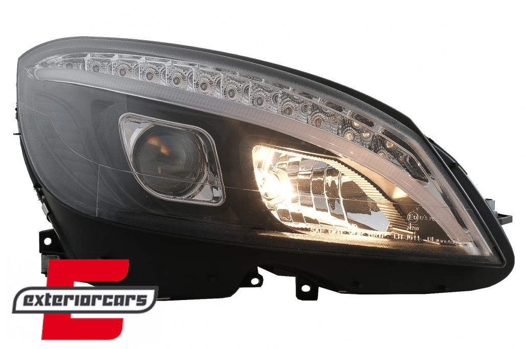 Prednja svjetla LED DRL SEQ žmigavci W205 look (crna) / Mercedes C klasa W204 S204 limuzina karavan (2007-2010) - Slika 13