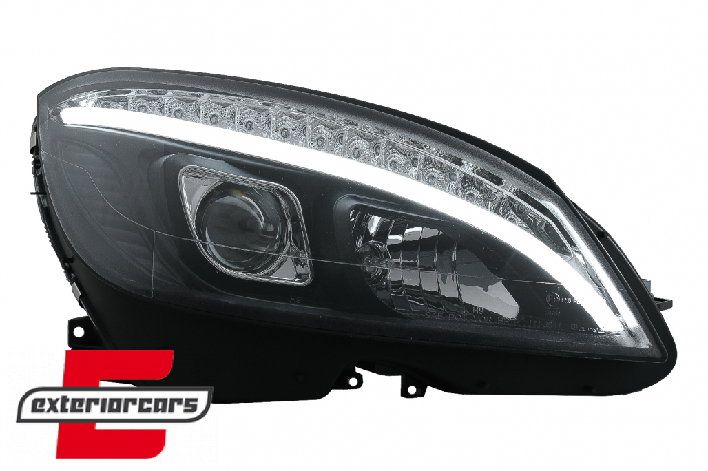 Prednja svjetla LED DRL SEQ žmigavci W205 look (crna) / Mercedes C klasa W204 S204 limuzina karavan (2007-2010) - Slika 5