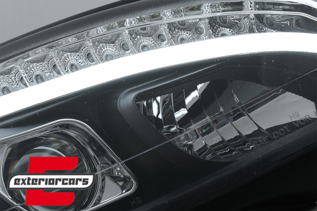 Prednja svjetla LED DRL SEQ žmigavci W205 look (crna) / Mercedes C klasa W204 S204 limuzina karavan (2007-2010) - Slika 6