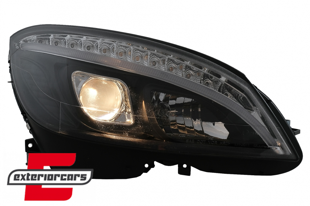 Prednja svjetla LED DRL SEQ žmigavci W205 look (crna) / Mercedes C klasa W204 S204 limuzina karavan (2007-2010) - Slika 7