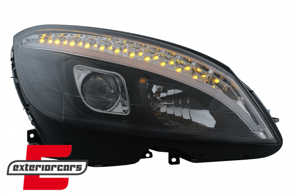 Prednja svjetla LED DRL SEQ žmigavci W205 look (crna) / Mercedes C klasa W204 S204 limuzina karavan (2007-2010) - Slika 10