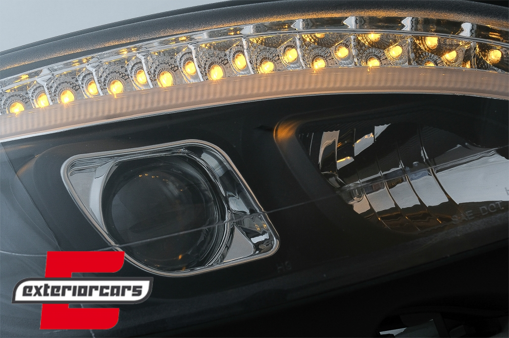 Prednja svjetla LED DRL SEQ žmigavci W205 look (crna) / Mercedes C klasa W204 S204 limuzina karavan (2007-2010) - Slika 12