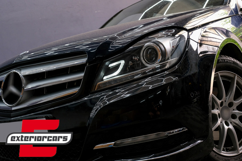 Prednja svjetla LED DRL Xenon look (crna) / Mercedes C-klasa W204 S204 C204 Facelift (2011-2014) - Slika 15