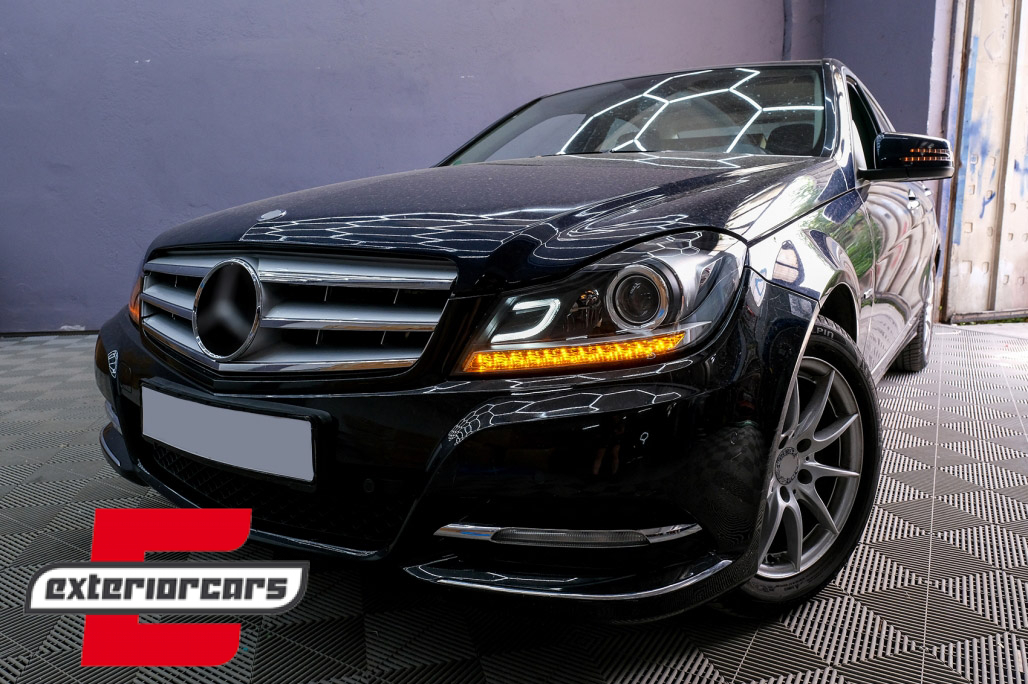 Prednja svjetla LED DRL Xenon look (crna) / Mercedes C-klasa W204 S204 C204 Facelift (2011-2014) - Slika 18