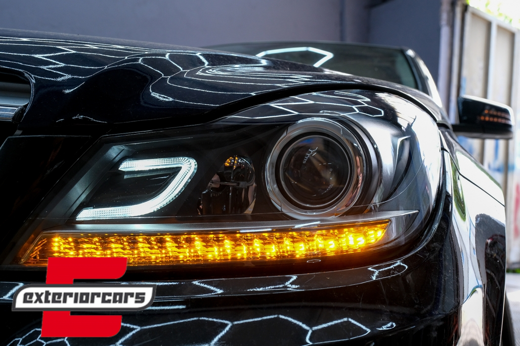 Prednja svjetla LED DRL Xenon look (crna) / Mercedes C-klasa W204 S204 C204 Facelift (2011-2014) - Slika 19