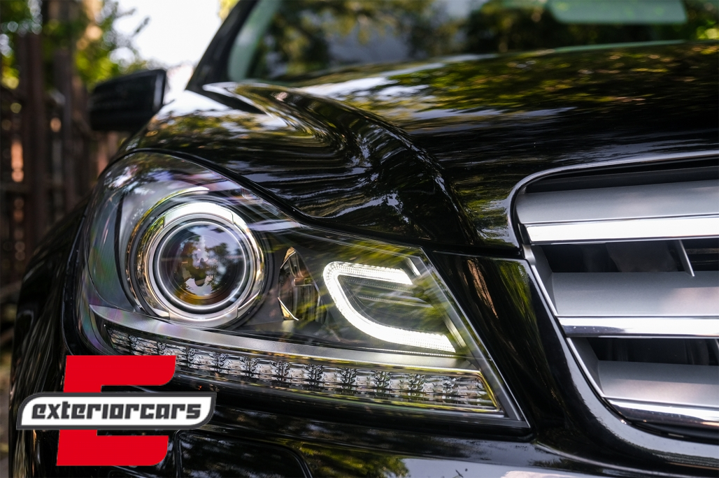 Prednja svjetla LED DRL Xenon look (crna) / Mercedes C-klasa W204 S204 C204 Facelift (2011-2014) - Slika 6