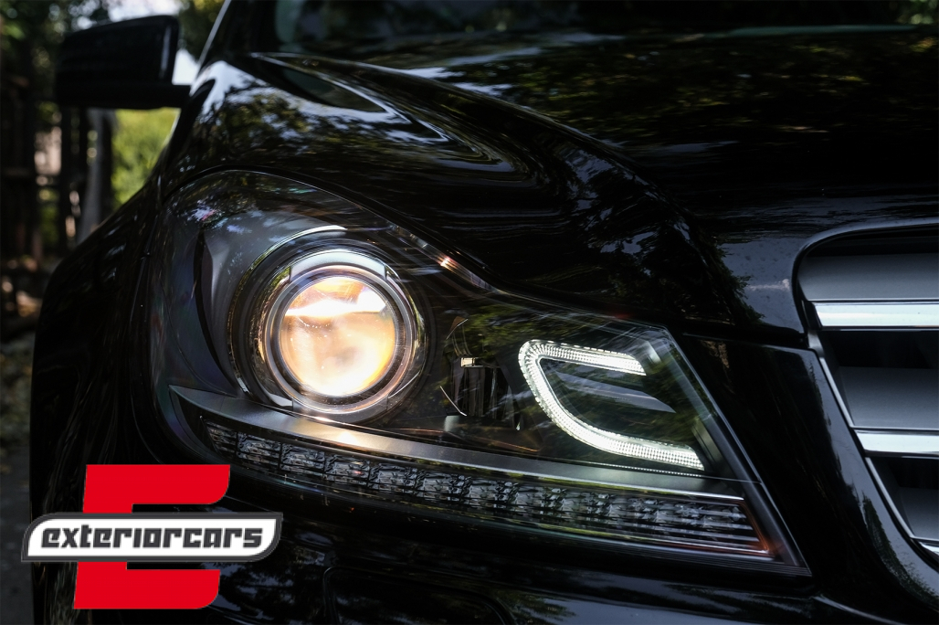 Prednja svjetla LED DRL Xenon look (crna) / Mercedes C-klasa W204 S204 C204 Facelift (2011-2014) - Slika 7