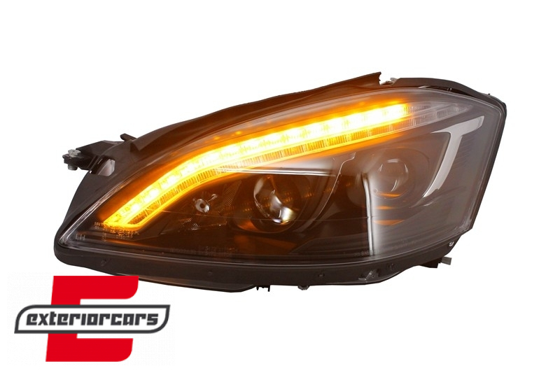 Prednja svjetla LED DRL W222 look (crna) / Mercedes S-klasa W221 (2005-2009) - Slika 10