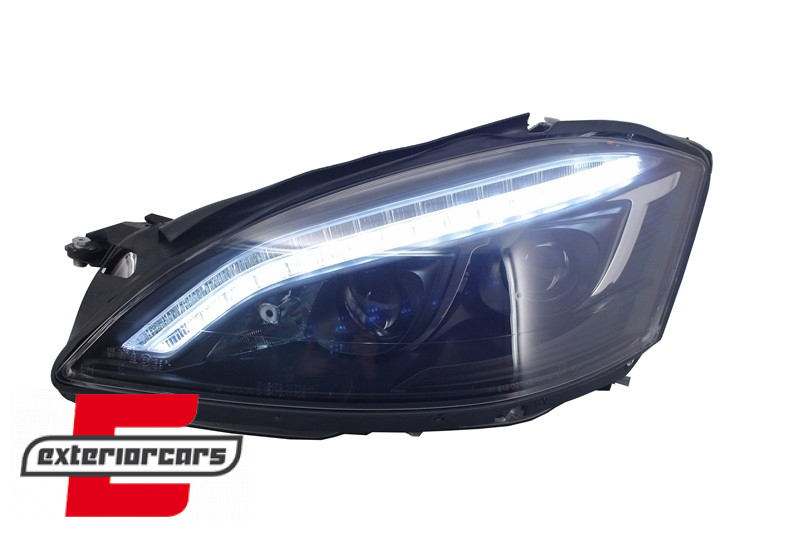 Prednja svjetla LED DRL W222 look (crna) / Mercedes S-klasa W221 (2005-2009) - Slika 7