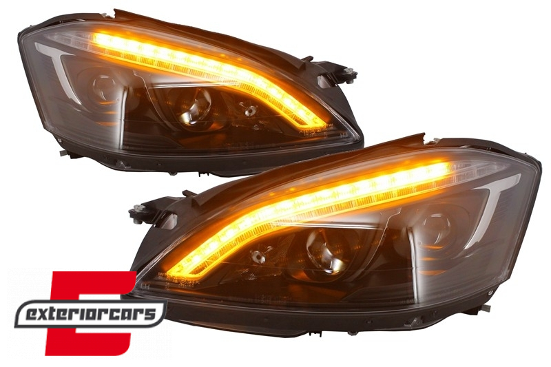 Prednja svjetla LED DRL W222 look (crna) / Mercedes S-klasa W221 (2005-2009) - Slika 8