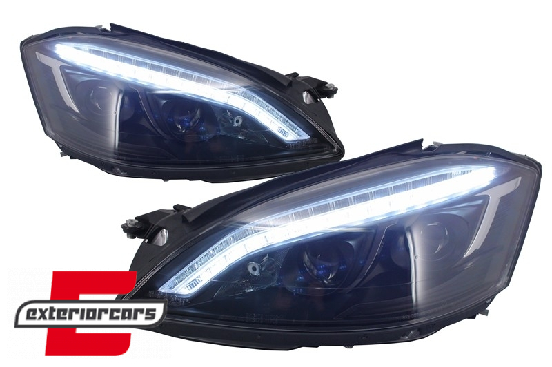 Prednja svjetla LED DRL W222 look (crna) / Mercedes S-klasa W221 (2005-2009) - Slika 5