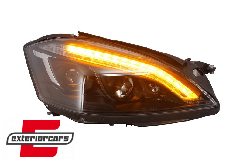 Prednja svjetla LED DRL W222 look (crna) / Mercedes S-klasa W221 (2005-2009) - Slika 9