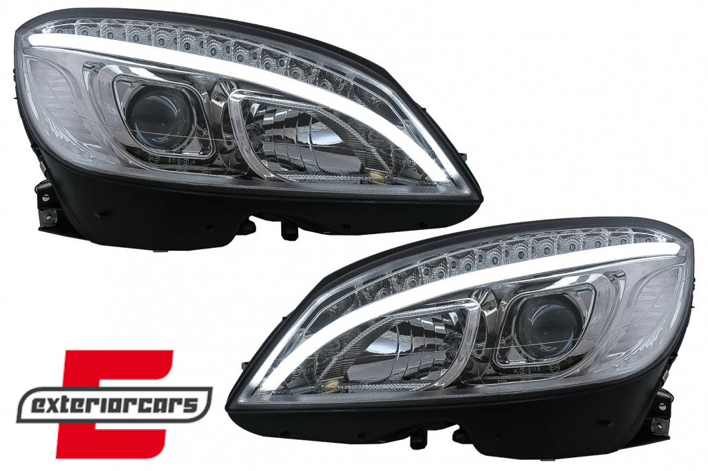 Prednja svjetla LED DRL W205 look (chrome) / Mercedes C klasa W204 S204 limuzina karavan (2007-2010) - Slika 2