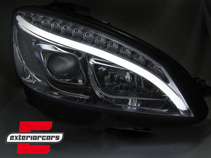Prednja svjetla LED DRL SEQ žmigavci W205 look (chrome) / Mercedes C klasa W204 S204 limuzina karavan (2007-2010) - Slika 3