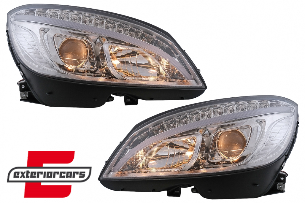 Prednja svjetla LED DRL W205 look (chrome) / Mercedes C klasa W204 S204 limuzina karavan (2007-2010) - Slika 11