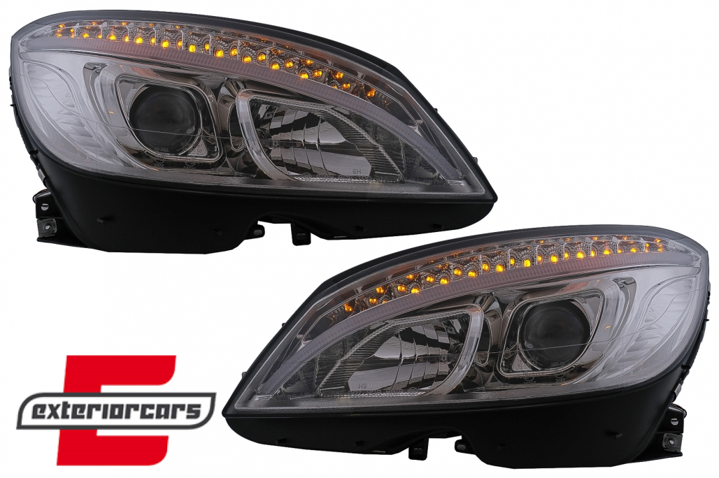 Prednja svjetla LED DRL W205 look (chrome) / Mercedes C klasa W204 S204 limuzina karavan (2007-2010) - Slika 14