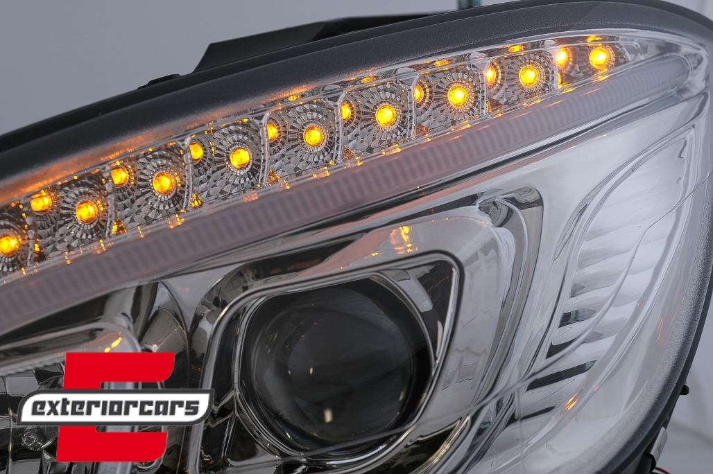 Prednja svjetla LED DRL W205 look (chrome) / Mercedes C klasa W204 S204 limuzina karavan (2007-2010) - Slika 17