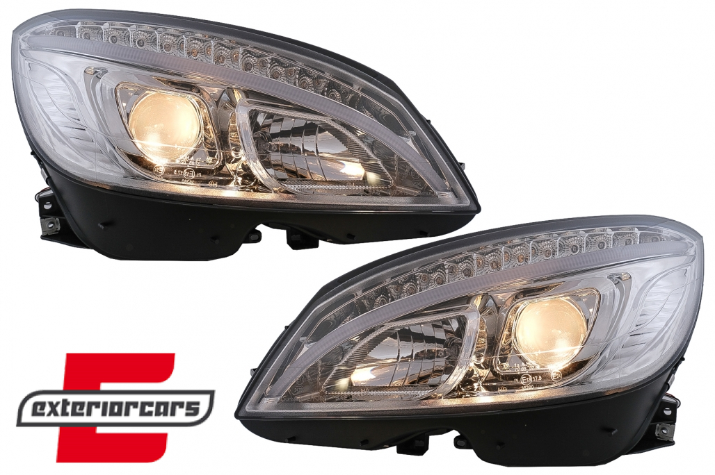 Prednja svjetla LED DRL W205 look (chrome) / Mercedes C klasa W204 S204 limuzina karavan (2007-2010) - Slika 6