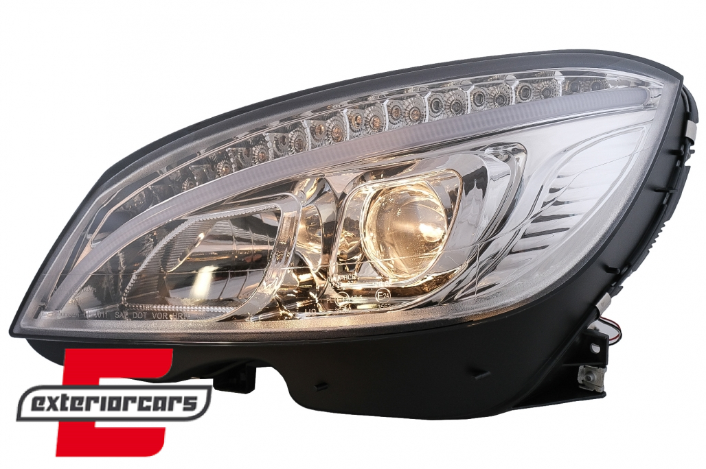 Prednja svjetla LED DRL W205 look (chrome) / Mercedes C klasa W204 S204 limuzina karavan (2007-2010) - Slika 8