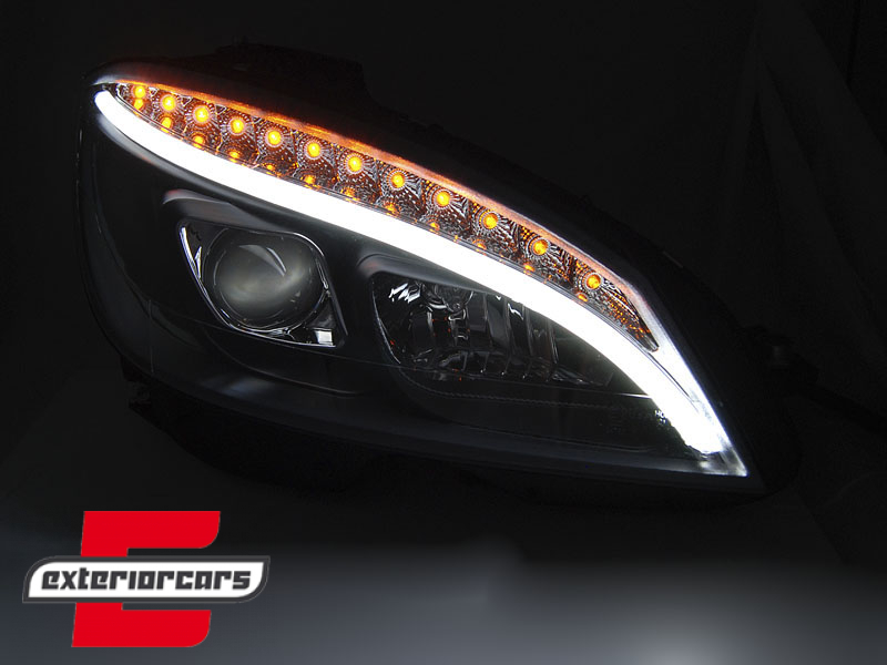 Prednja svjetla LED DRL W205 look (crna) / Mercedes C klasa W204 S204 limuzina karavan (2007-2010) - Slika 2