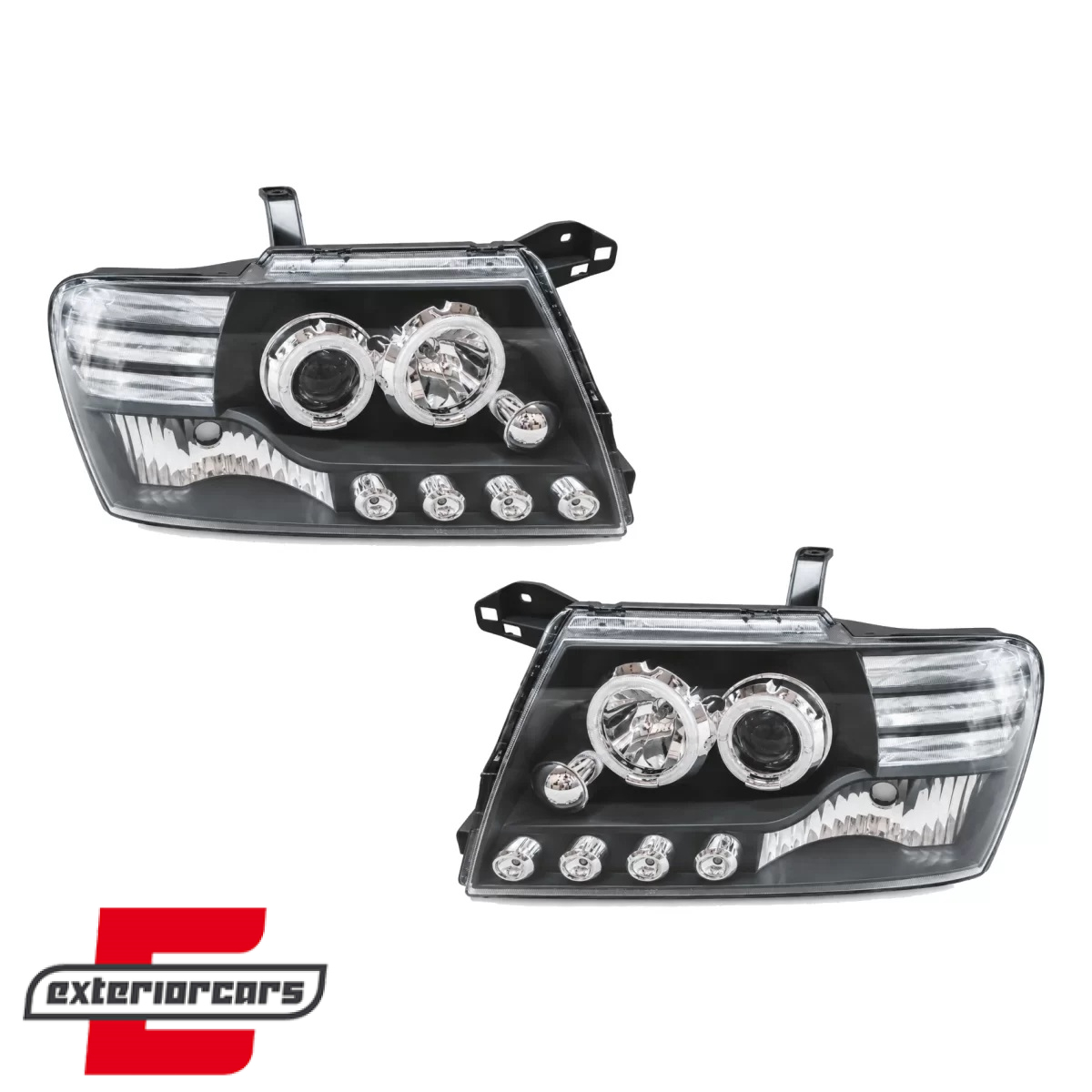 Prednja svjetla LED DayLight Angel Eyes (crna) / Mitsubishi Pajero V60 (2000-2006) - Slika 2