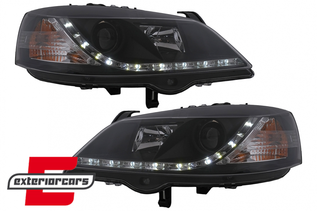 Prednja svjetla LED DayLight (crna) / Opel Astra G (1997-2004) - Slika 2