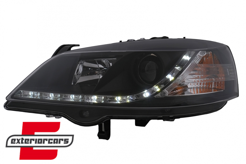 Prednja svjetla LED DayLight (crna) / Opel Astra G (1997-2004) - Slika 3