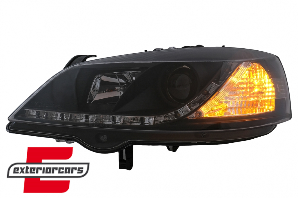 Prednja svjetla LED DayLight (crna) / Opel Astra G (1997-2004) - Slika 5