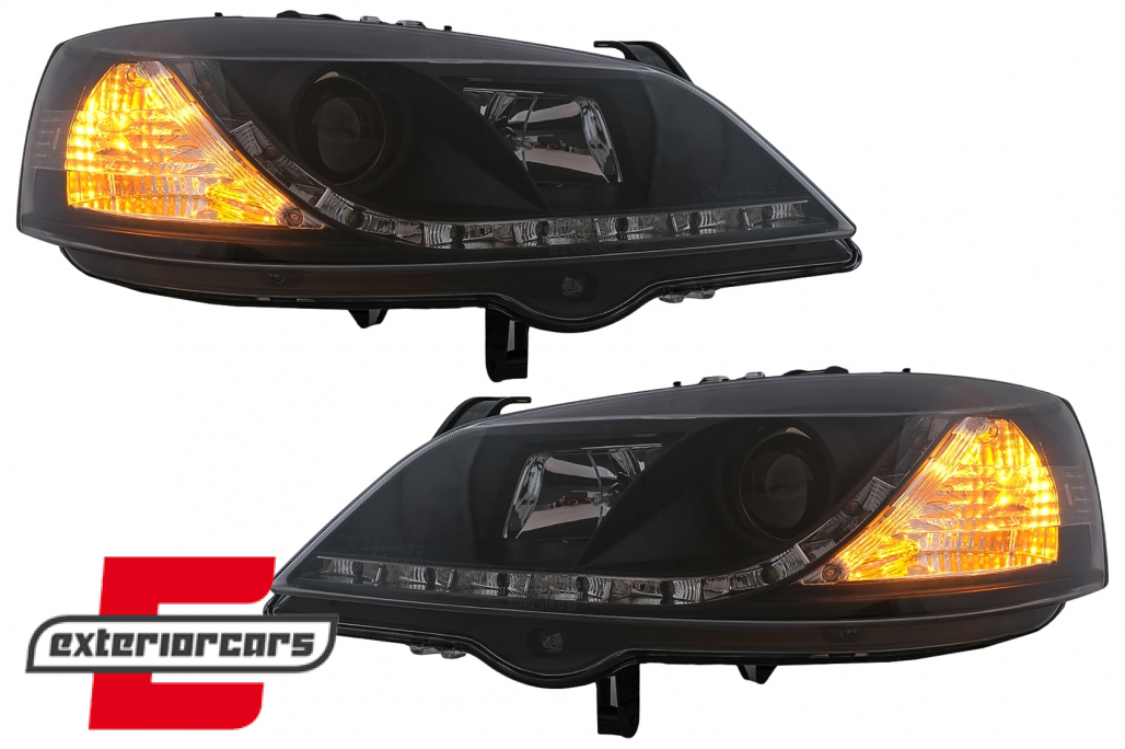Prednja svjetla LED DayLight (crna) / Opel Astra G (1997-2004) - Slika 6
