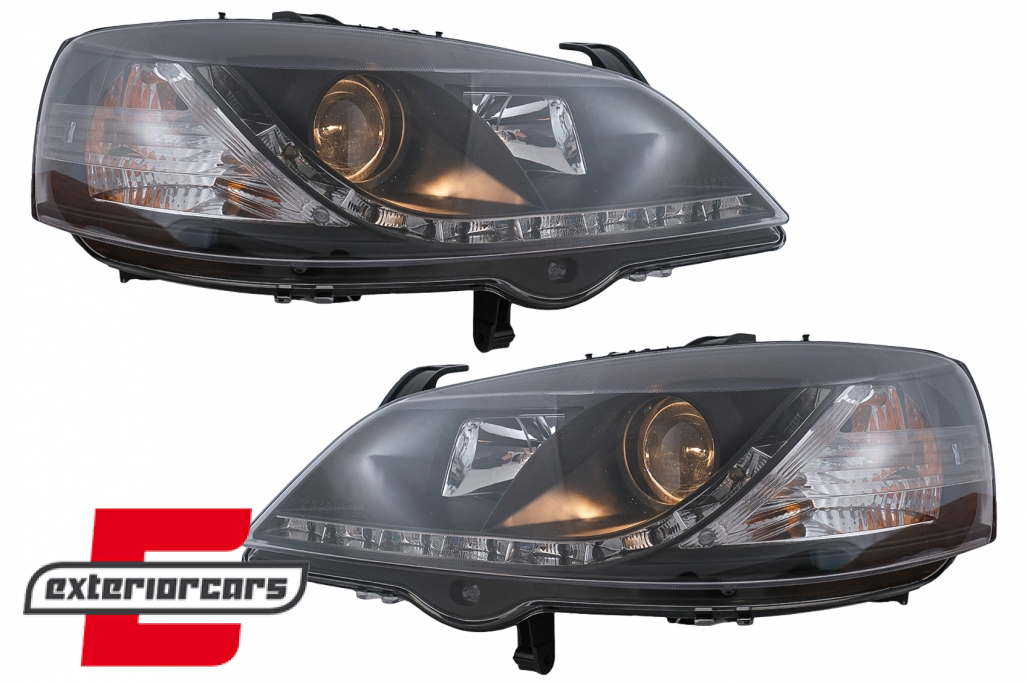 Prednja svjetla LED DayLight (crna) / Opel Astra G (1997-2004) - Slika 9