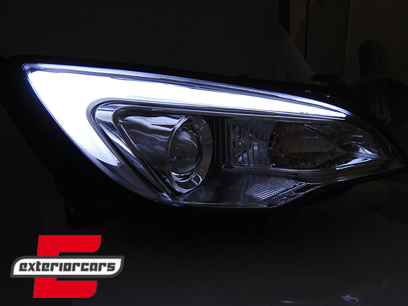 Prednja svjetla LED DRL TubeLight dizajn (chrome) / Opel Astra J (2010-2015) - Slika 2