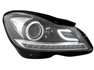 Prednja svjetla LED DRL Xenon look (crna) / Mercedes C-klasa W204 S204 C204 Facelift (2011-2014) - Slika 4