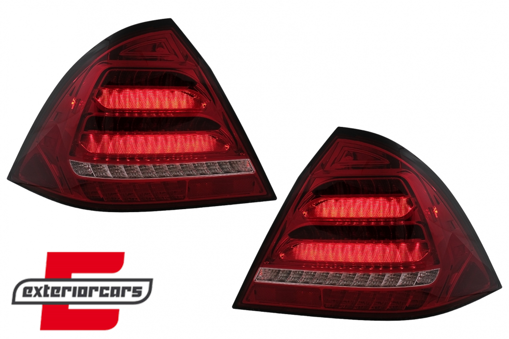 Full LED stražnja svjetla SEQ žmigavci (crvena/kristal) / Mercedes C-klasa W203 (2000-2004) limuzina - Slika 2