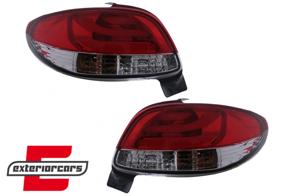 LED stražnja svjetla LightBar dizajn (crvena/kristal) / Peugeot 206 (10.1998-2009) hatchback 3V 5V - Slika 2