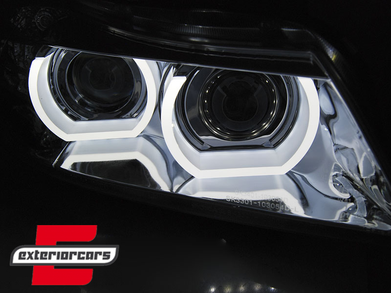 Prednja svjetla 3D Angel Eyes LED DRL Xenon (chrome) / BMW serije 3 E90 E91 LCI (2008-2011) - Slika 3