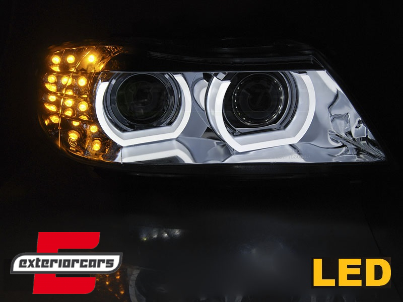 Prednja svjetla 3D Angel Eyes LED DRL Xenon (chrome) / BMW serije 3 E90 E91 LCI (2008-2011) - Slika 5