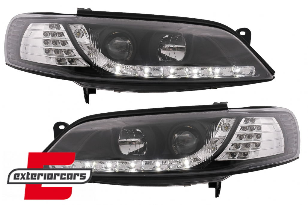 Prednja svjetla LED DayLight LED žmigavci (crna) / Opel Vectra B (1995-12.1998) - Slika 2