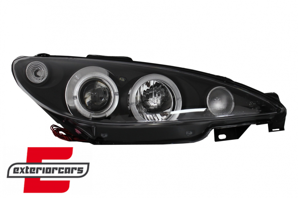 Prednja svjetla Angel Eyes (crna) / Peugeot 206 (2003-2009) - Slika 2