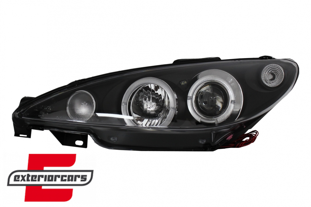 Prednja svjetla Angel Eyes (crna) / Peugeot 206 (2003-2009) - Slika 3