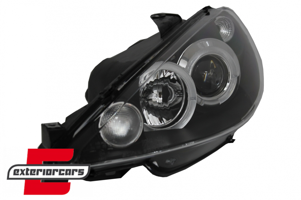 Prednja svjetla Angel Eyes (crna) / Peugeot 206 (2003-2009) - Slika 4