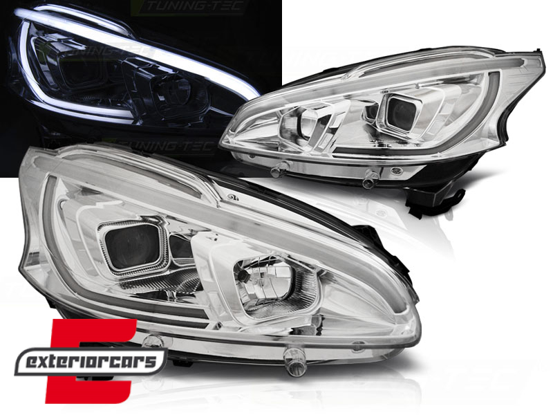 Prednja svjetla LED TubeLight (chrome) / Peugeot 208 (2012-06.2015)