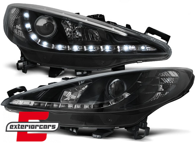 Prednja svjetla LED DayLight (crna) / Peugeot 207 (2006-2015)