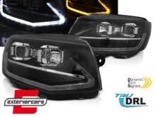 LED prednja svjetla TubeLight SEQ žmigavci (crna) / Volkswagen T6 (2015-2019)