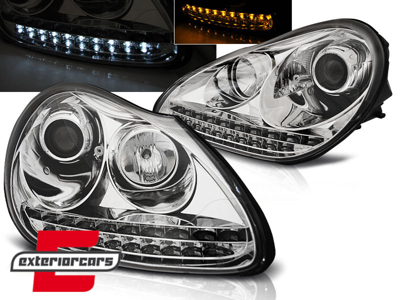 Prednja svjetla LED DayLight Xenon (chrome) / Porsche Cayenne (02-06)