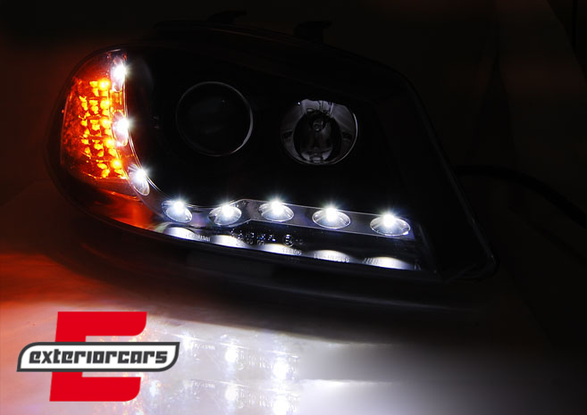 Prednja svjetla LED DayLight LED žmigavci (crna) / SEAT IBIZA 6L (02-08) - Slika 2