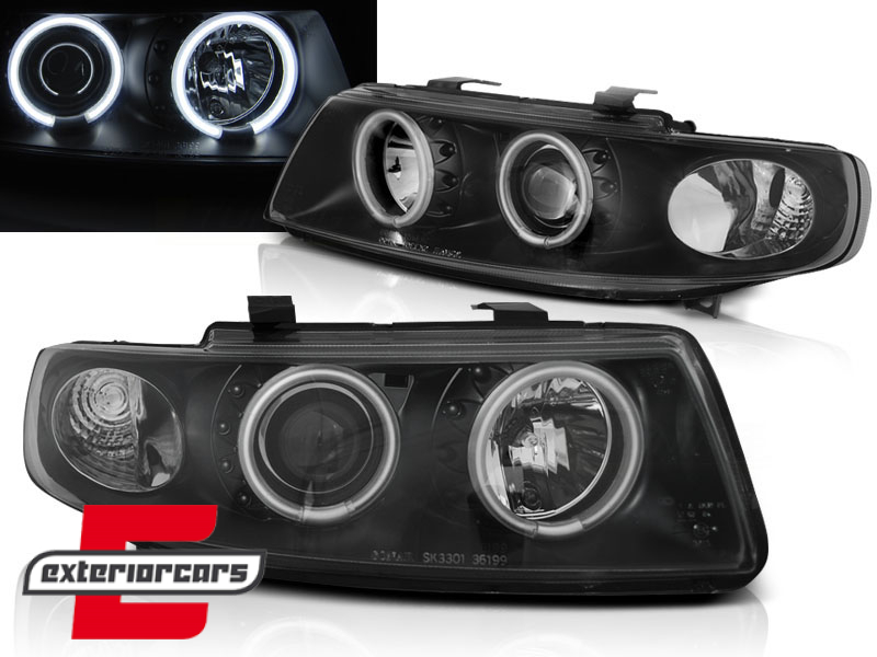 Prednja svjetla CCFL Angel Eyes (crna) / Seat Leon Toledo (1999-2004)