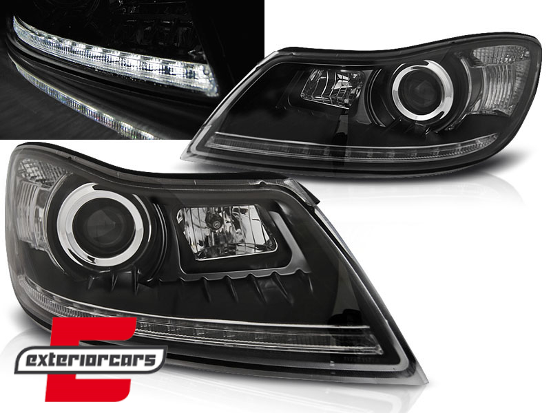 Prednja svjetla LED DayLight (crna) - facelift / Škoda Octavia II facelift (2009-2012)