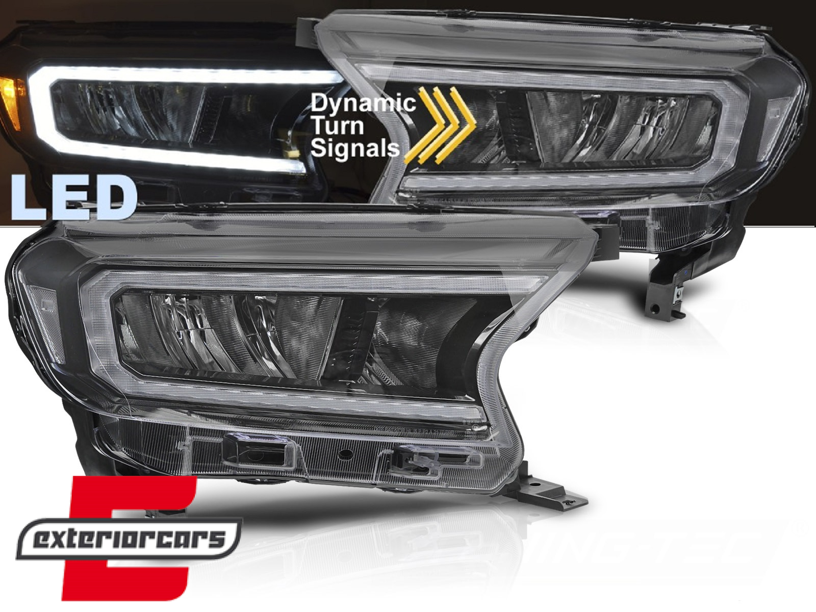 Full LED prednja svjetla LightBar SEQ žmigavci (crna) / Ford Ranger (2015-2022)
