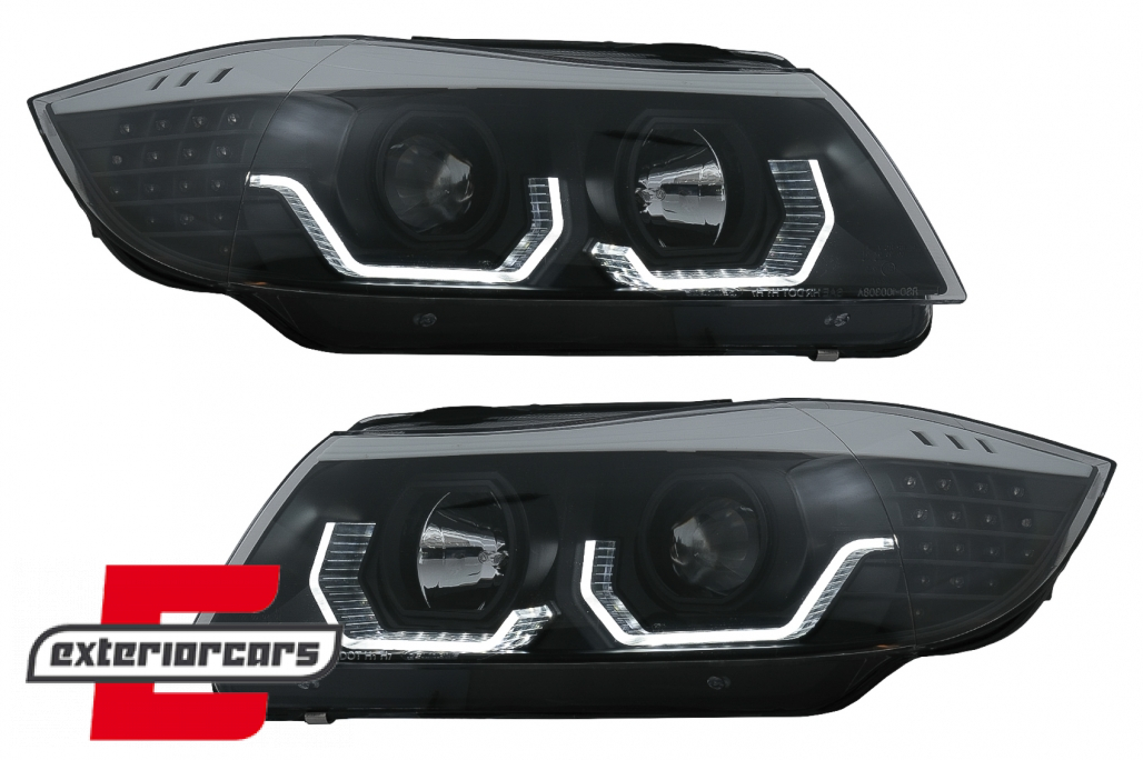 Prednja svjetla 3D LED Angel Eyes LED žmigavci (crna) / BMW serije 3 E90 limuzina E91 karavan (03.2005-08.2008) - Slika 5